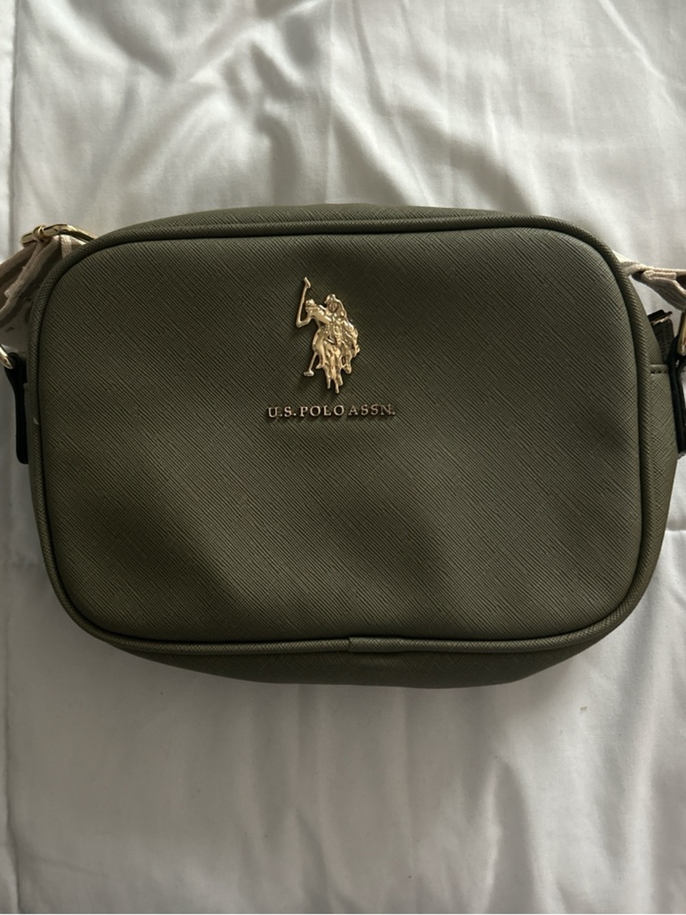 U.S. Polo Assn. Olive Green Crossbody Belt Bag with Gold Logo
